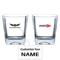 Thumbnail for Aviation design on whiskey glass, crystal-clear premium glassware.