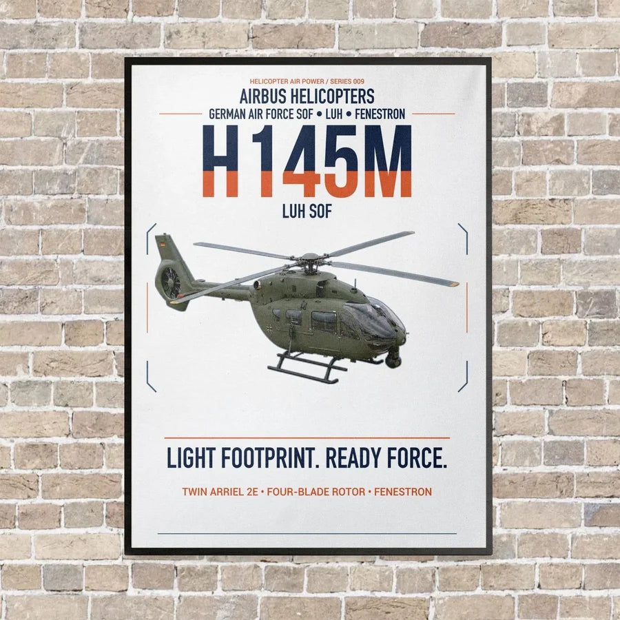 Airbus Helicopters H145M LUH SOF vertical canvas print - framed - white background