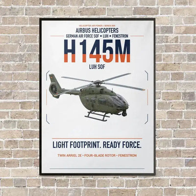 Airbus Helicopters H145M LUH SOF vertical canvas print - framed - white background