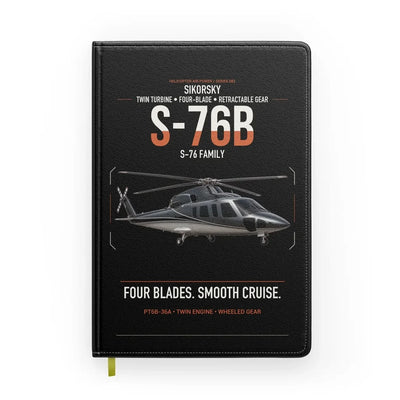 Sikorsky S-76B design on black notebook