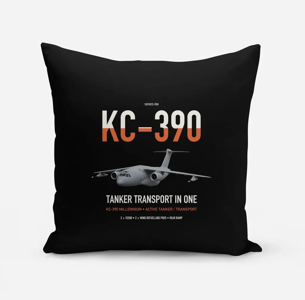 Embraer KC-390 Millennium design on black pillow