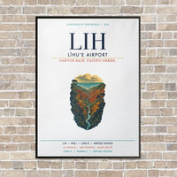 Thumbnail for Līhuʻe Airport LIH vertical canvas print - framed - white background