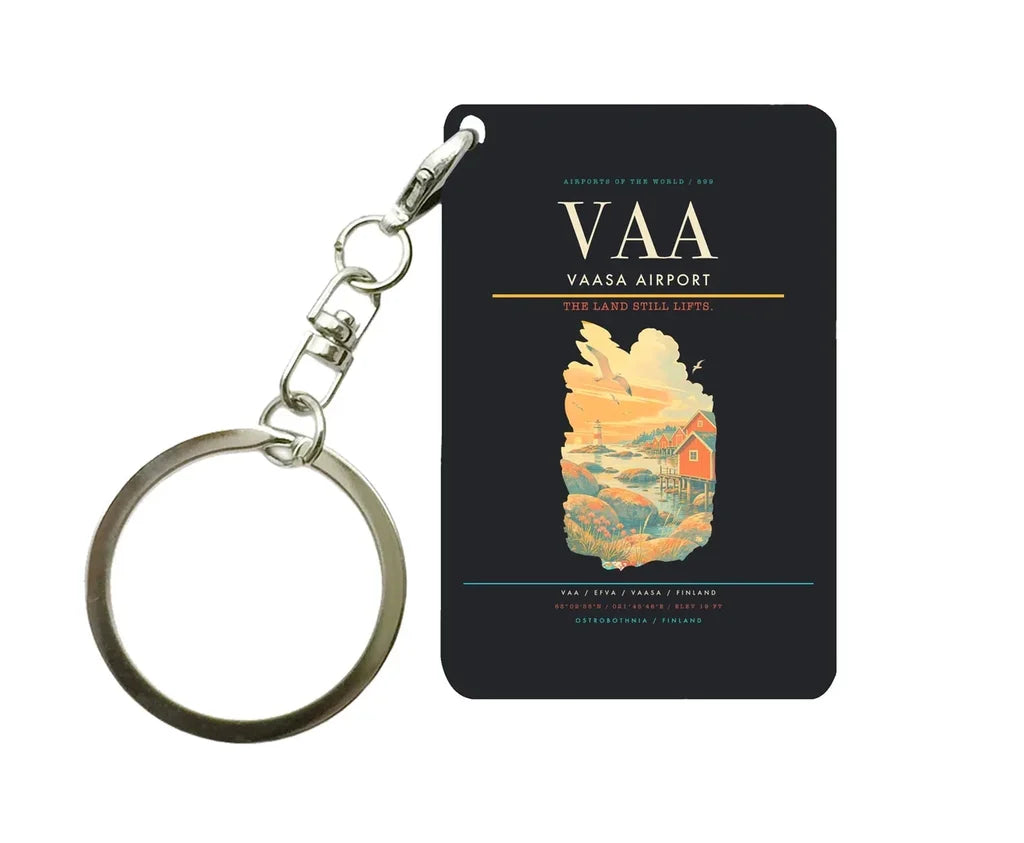 Vaasa Airport (VAA) design on black key chain