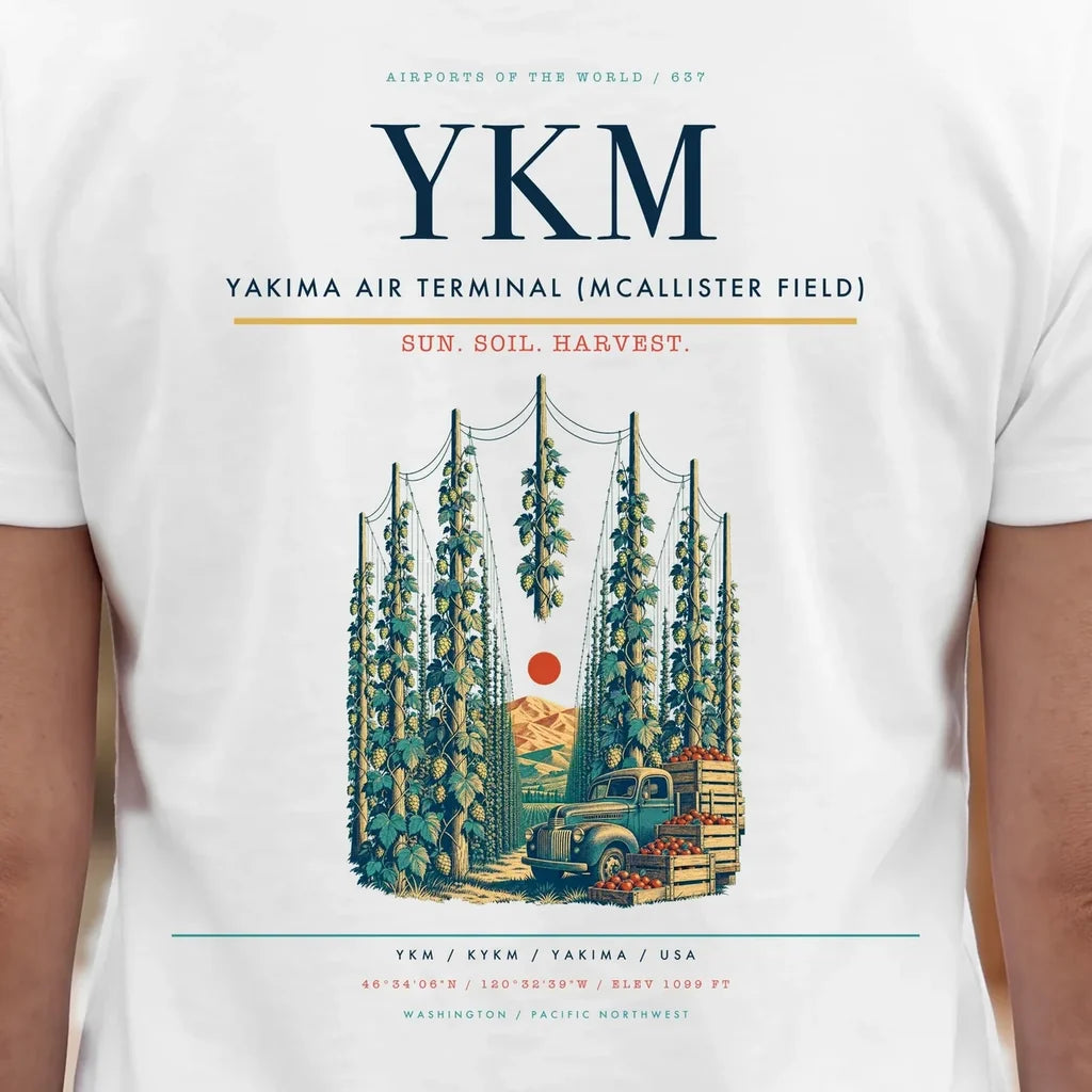 Yakima Air Terminal (McAllister Field) (YKM) double-side t-shirt design close-up cover