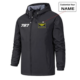 Boeing 787 Flat Text Rain Jackets & Windbreakers