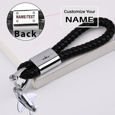 Airbus A350 Silhouette aviation design on premium leather car leather car key chain.