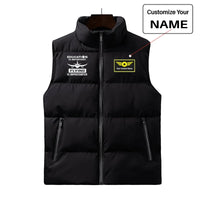 Thumbnail for Flying is Importanter aviation design printed on quilted padding with sleeveless design puffy vest.