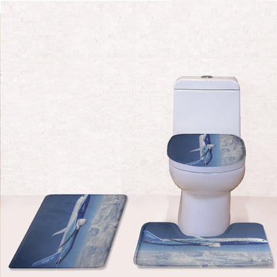 Boeing 787 Dreamliner Toilet Seat Cover Three-piece aviation print on soft fabric toilet seat cover set.