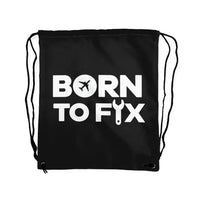 Thumbnail for Born To Fix Airplanes aviation drawstring bag in lightweight polyester.