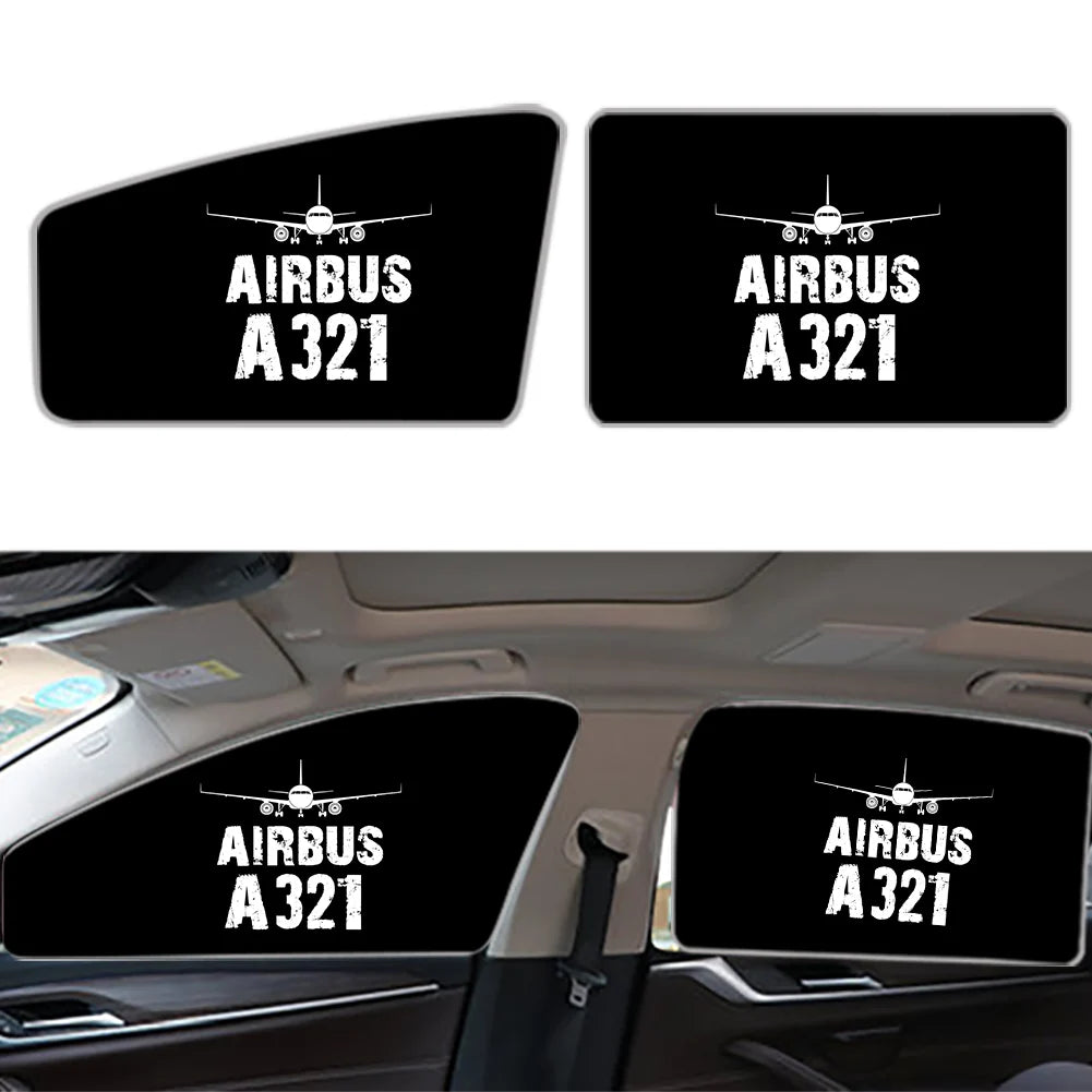 Airbus A321 & Plane Car Sun Shade (Side window) aviation design on reflective polyester car side window sun shade.