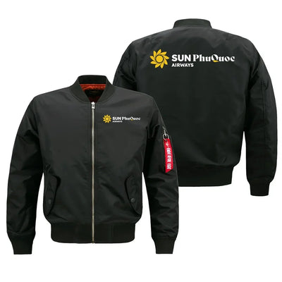 Sun Phu Quoc Airways logo on black bomber jacket