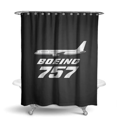 The Boeing 757 aviation design on waterproof polyester shower curtain.