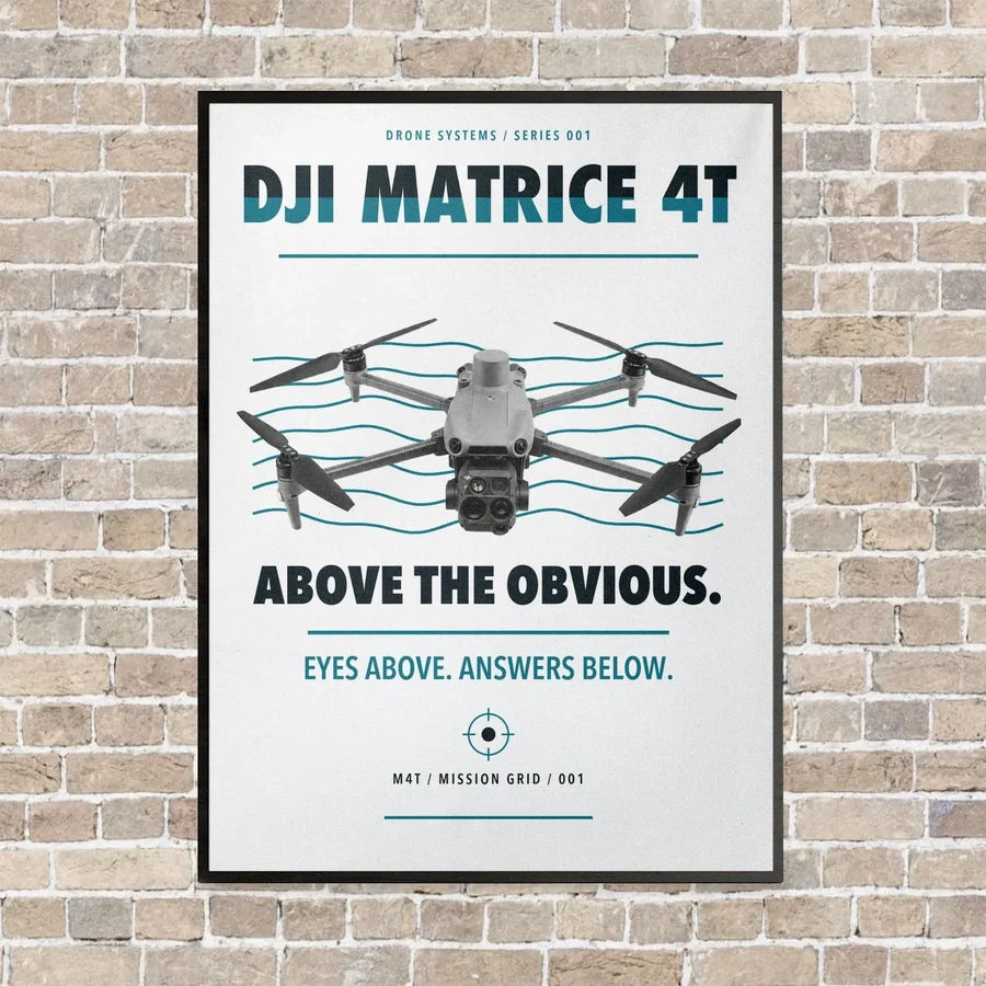 DJI Matrice 4T vertical canvas print - framed - white background