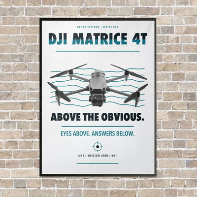 DJI Matrice 4T vertical canvas print - framed - white background
