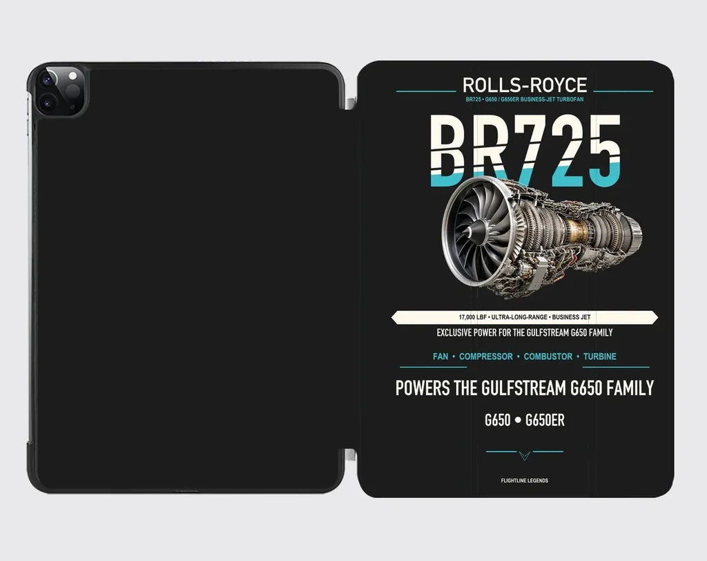 BR725 design on black ipad tablet case