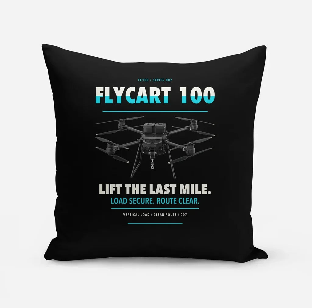 DJI FlyCart 100 design on black pillow