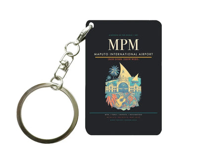 Maputo International Airport MPM Key Chain design on black key chain