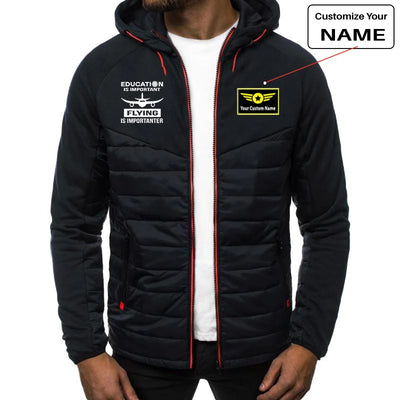 Flying is Importanter aviation design printed on lightweight breathable shell sportive jacket.