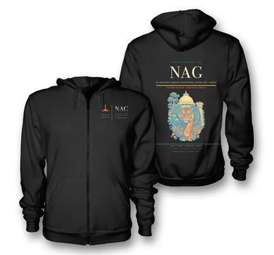 Nagpur Airport (NAG) design on black premium zipped hoodie