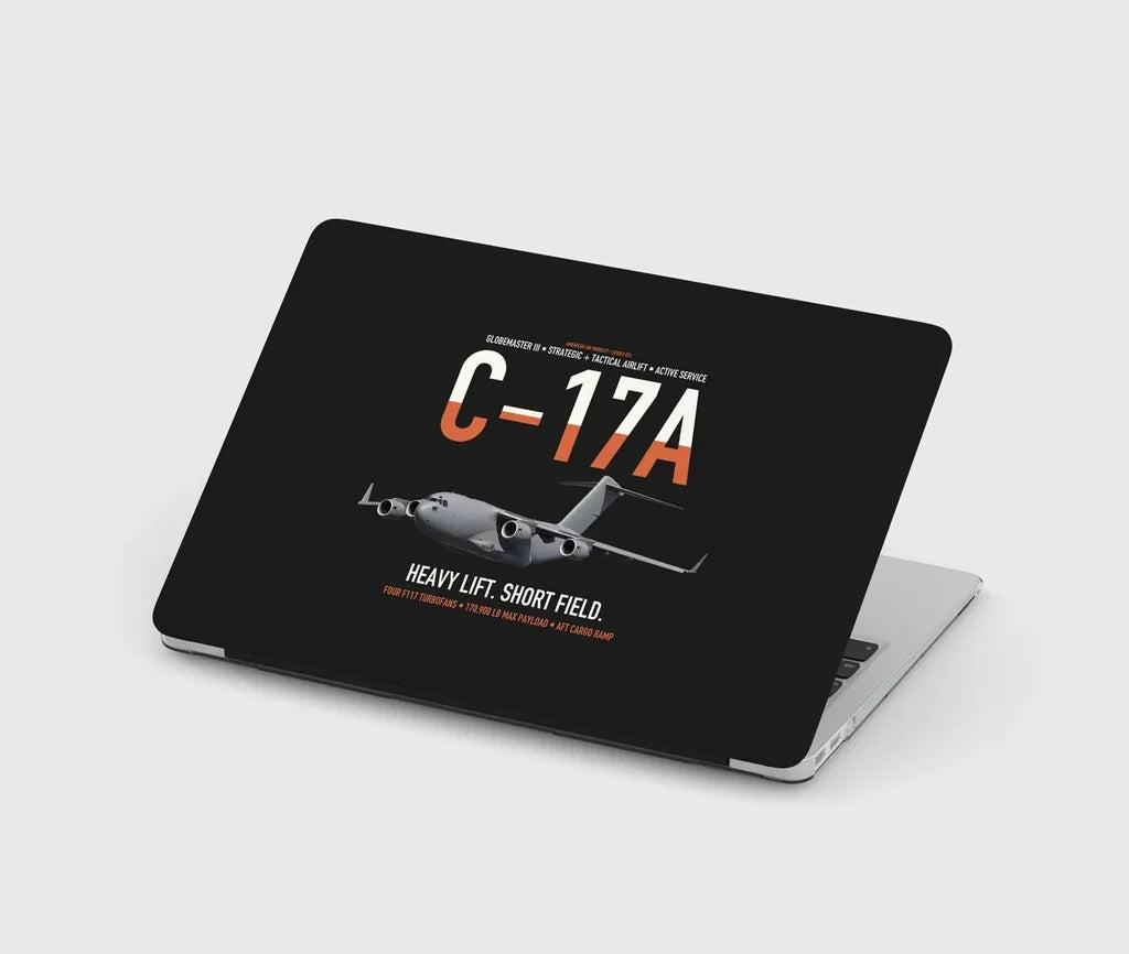 C-17A Globemaster III design on black MacBook case