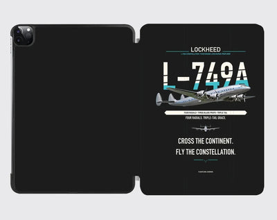 Lockheed L-749A Constellation design on black ipad tablet case
