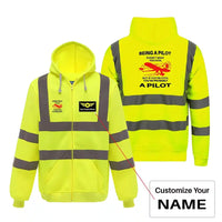 Thumbnail for If You're Cool You're Probably a aviation design on cotton blend with reflective panels reflective zipped hoodie.