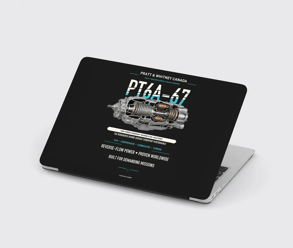 PT6A-67 design on black MacBook case