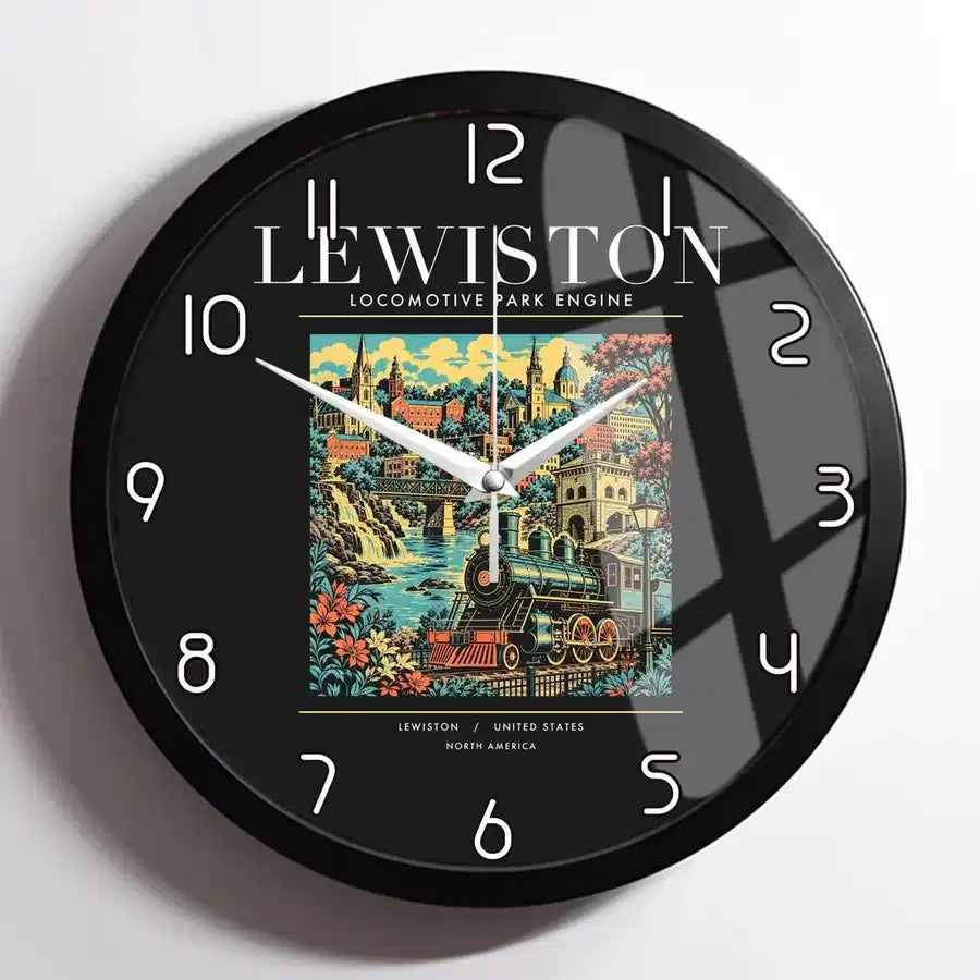 LEWISTON - Poster - Wall Clock Framed - Black