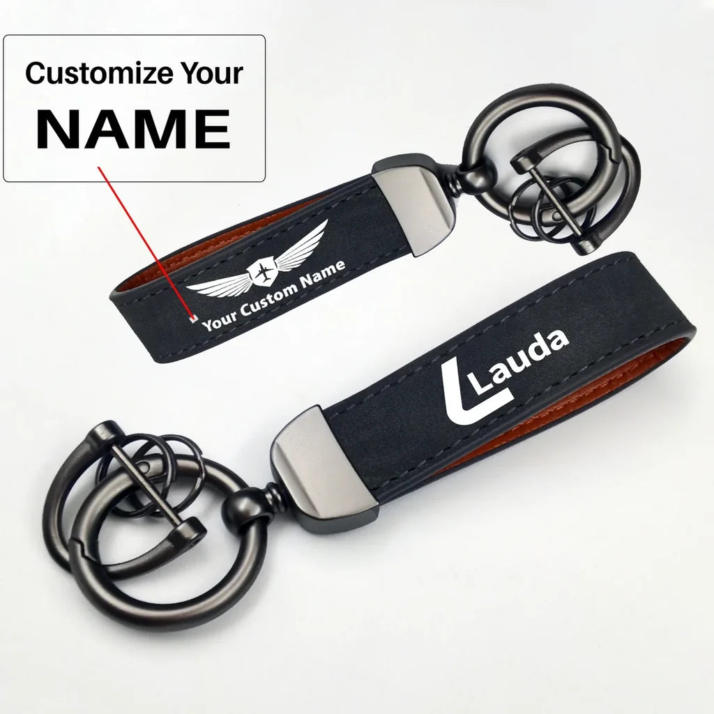 Lauda Horseshoe Buckle key chain, Black + Name