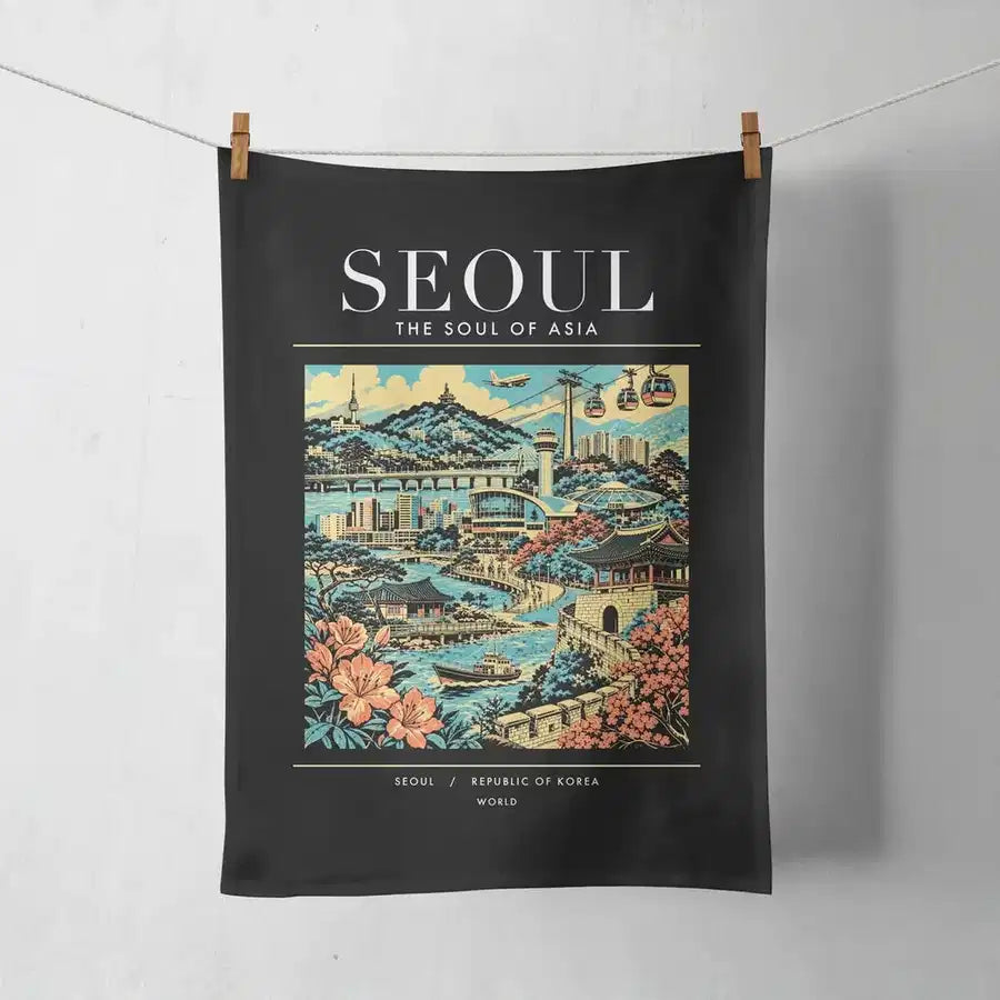 SEOUL - Poster - Towel - Black