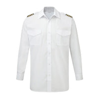 Thumbnail for No (4,3,2,1 Lines) aviation design printed on crisp poplin cotton long-sleeve pilot shirt.