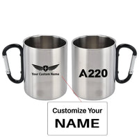Thumbnail for Airbus A220 Flat Text aviation design on outdoor mug, durable insulated construction.