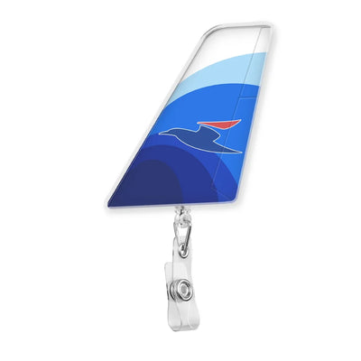 Atlantic airways aviation design on durable plastic with metal clip tail-shape retractable ID card badge.