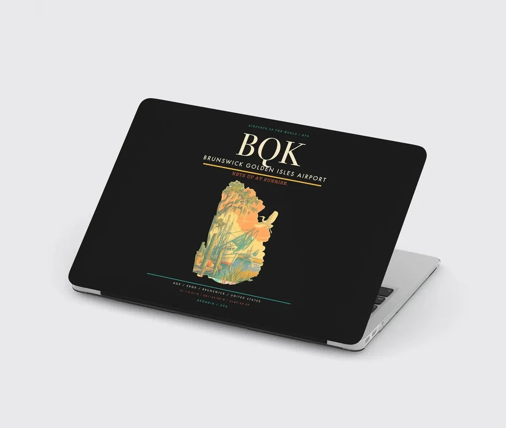 Brunswick Golden Isles Airport (BQK) design on black MacBook case