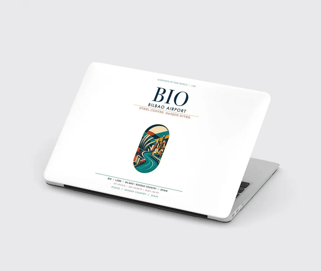 Bilbao Airport (BIO) design on white MacBook case