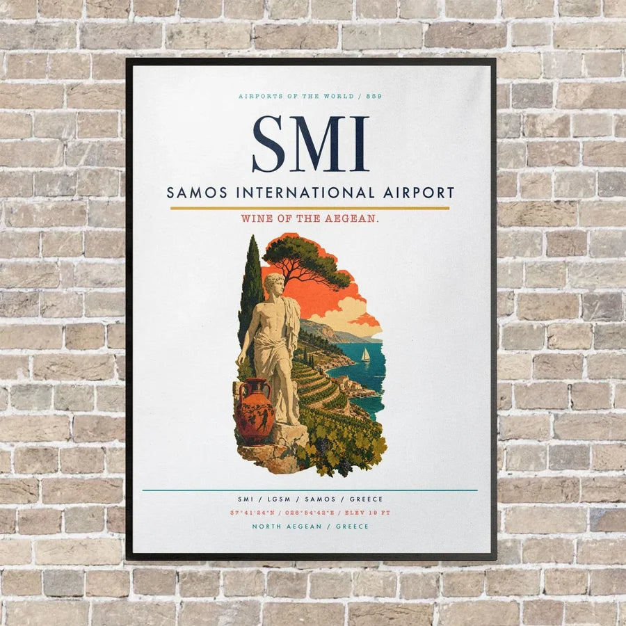 Samos International Airport SMI vertical canvas print - framed - white background