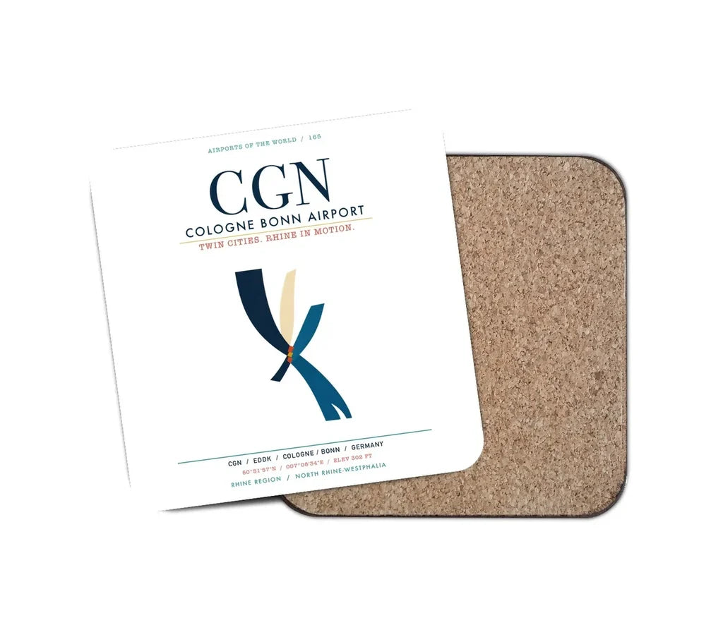 Cologne Bonn Airport (CGN) design on white 1 piece coaster