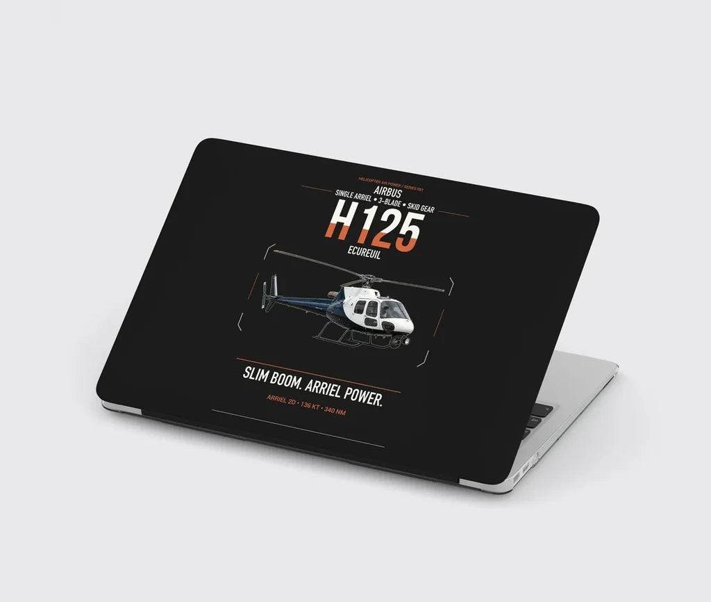 Airbus H125 design on black MacBook case