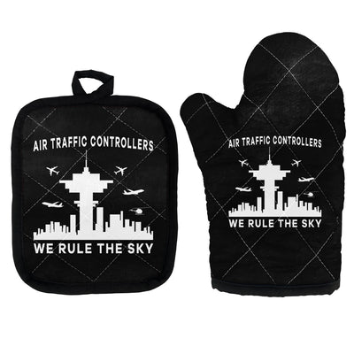 Air Traffic Controllers - We Rule The Sky Kitchen Glove & Holder aviation design on durable fabric with insulated lining kitc.