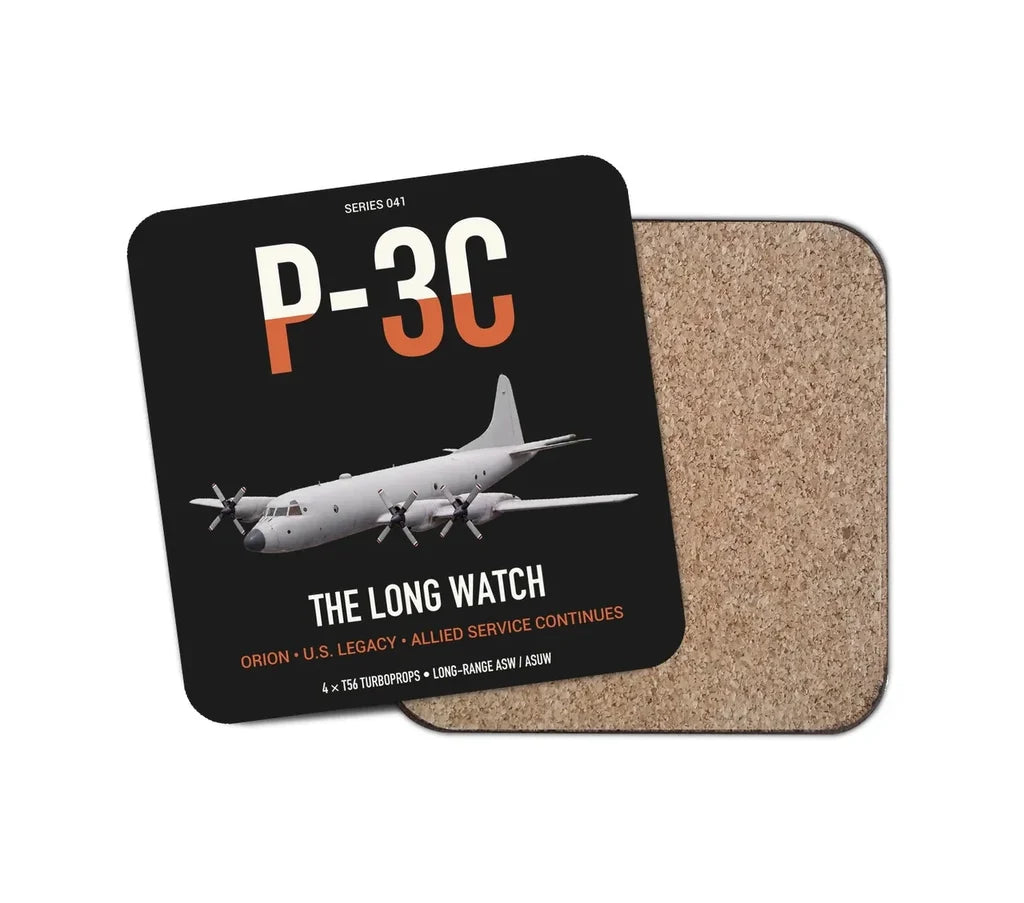 P-3C Orion design on black 1 piece coaster