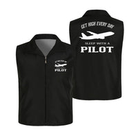 Thumbnail for Get High Every Day Sleep With A Pilot Thin Style aviation design printed on lightweight shell with sleeveless design thin vest.