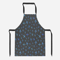 Thumbnail for Many Airplanes Gray aviation design on durable cotton blend kitchen apron.