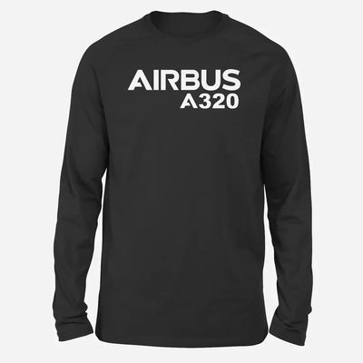 Airbus A320 & Text Long-Sleeve aviation design printed on soft cotton long-sleeve T-shirt.