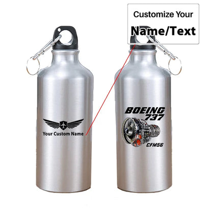 Boeing 737 Engine & CFM56 aviation design on thermos, vacuum-insulated.