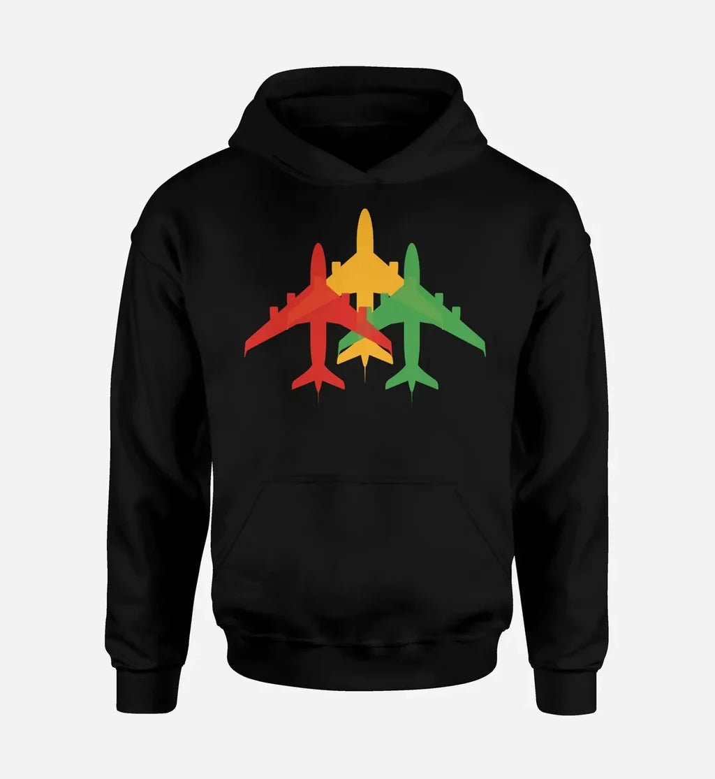 Colourful 3 Airplanes Hoodie