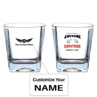Thumbnail for Dispatcher aviation design on whiskey glass, crystal-clear premium glassware.