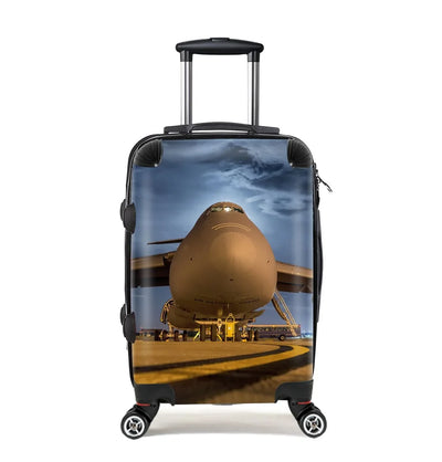 Amazing Military Aircraft at Night Cabin Size aviation luggage in durable shell.