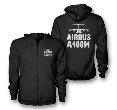 Airbus A400M & Plane aviation design on soft cotton blend zipped hoodie.