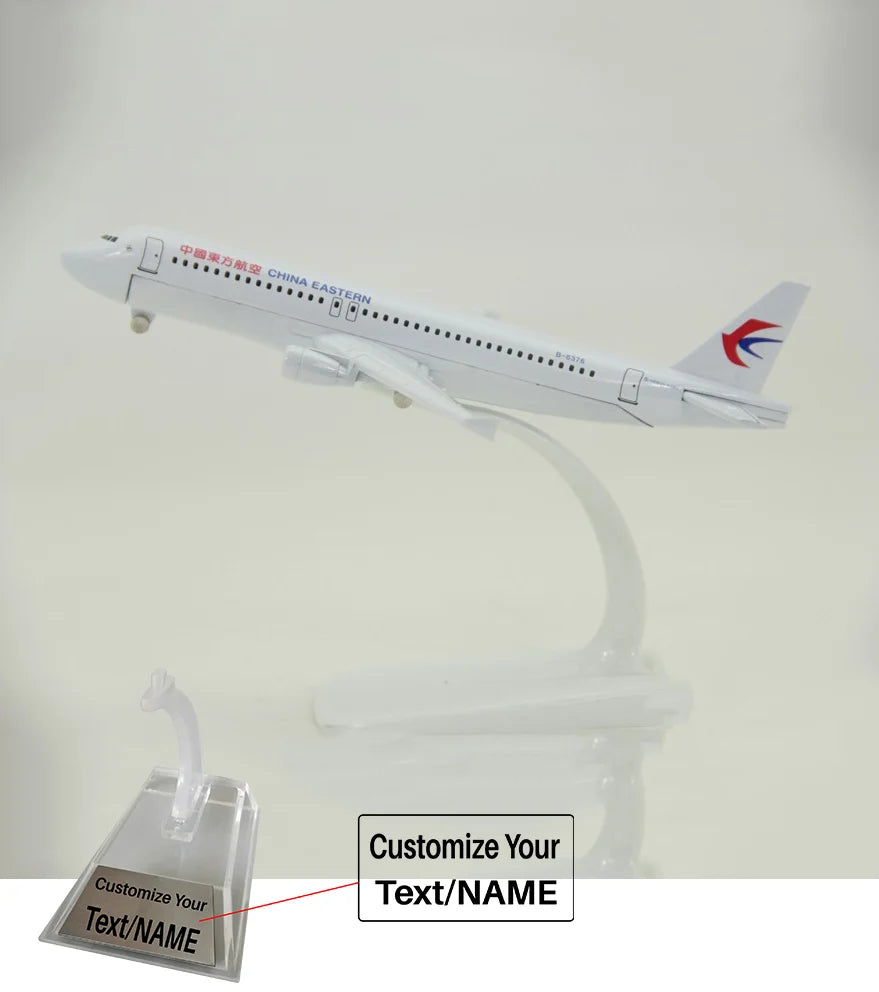 Side view of China Eastern Airlines Airbus A320 Airplane Model (16CM) aviation 16-18cm scale model aircraft in diecast metal.