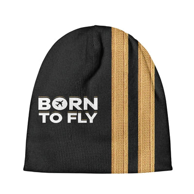Born To Fly & Pilot Epaulettes (2 Lines) aviation embroidery on soft knit fabric 3D knit beanie.